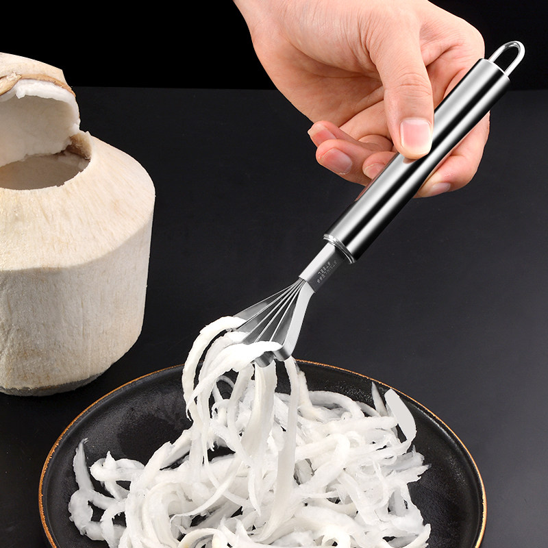 304不锈钢挖椰子肉神器开椰子蛋工具取肉器刨丝刀剥椰子专用刀