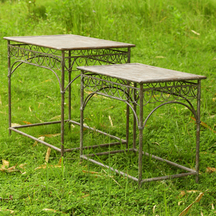 出口订单欧式做旧花园庭院铁艺花架户外阳台置物架落地露台花盆架