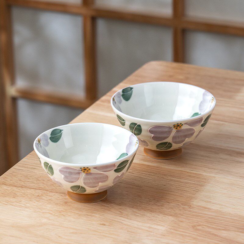 美浓烧日式浮雕釉下彩家用陶瓷碗绚烂樱花汤碗饭碗餐具套装