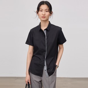 宿色短袖衬衫女正装2023夏季公务员面试服装职业白衬衣ol工作服