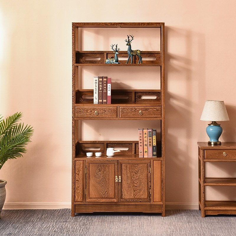 鸡翅木书柜中式家用储物柜靠墙仿古实木收纳带门小型书架书橱组合,住宅家具,书架,淘宝优惠券,粉丝福利购,淘宝优惠卷