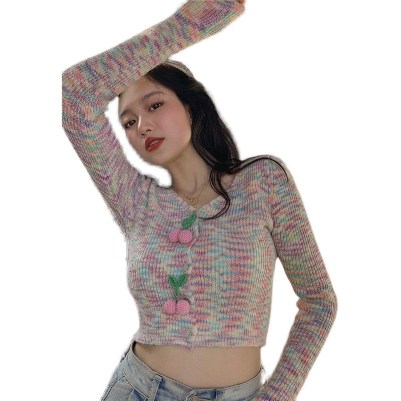 温柔风粉色针织开衫毛衣外套女春秋外穿短款露脐显瘦V领百搭上衣,女装/女士精品,毛针织衫,淘宝优惠券,粉丝福利购,淘宝优惠卷