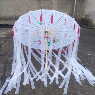 古风汉服流苏带纱古动漫伞油纸伞装女花伞花城cos红伞拍照道具伞