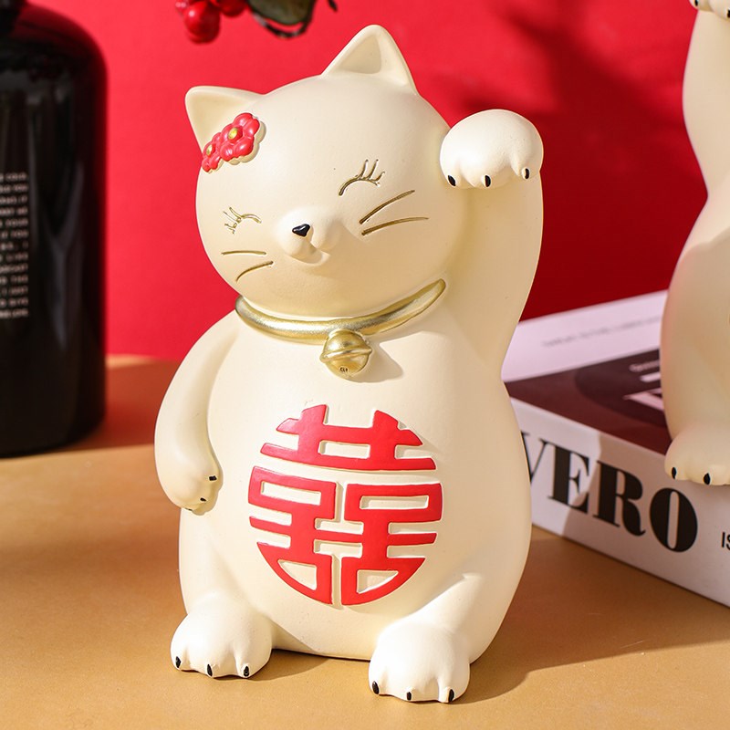 创意喜招财猫摆件客厅桌面家居装饰品结婚礼物送闺蜜新人情侣礼品
