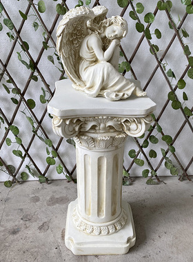 欧式复古雕塑石膏像人物女孩罗马柱少女天使礼物底座桌面装饰摆件