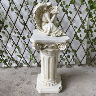 欧式复古雕塑石膏像人物女孩罗马柱少女天使礼物底座桌面装饰摆件