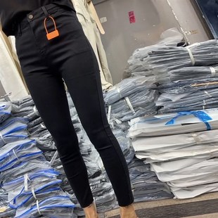 显瘦牛仔裤女2024年春秋冬加绒新款紧身弹力九分小个子铅笔小脚裤