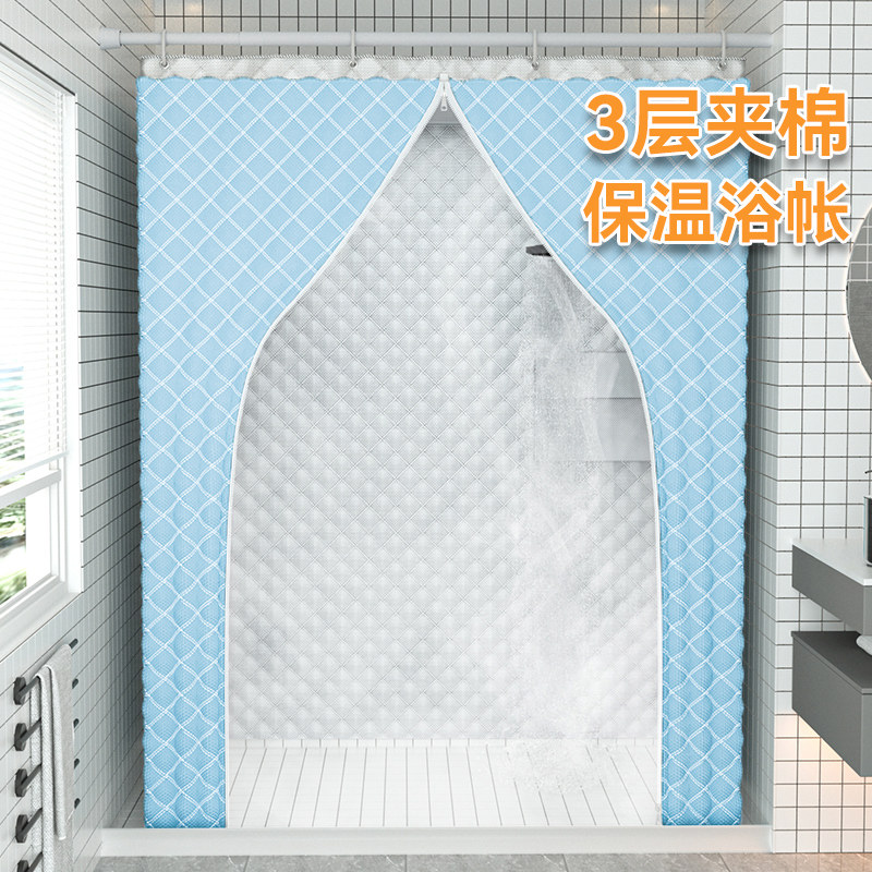 2022新款免打孔高档家用浴帐冬天洗澡不冷神器浴罩浴帘加厚防水布