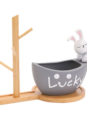 轻奢风幸运兔桌面门口简约玄关客厅茶几鞋柜钥匙收纳装饰兔子摆件