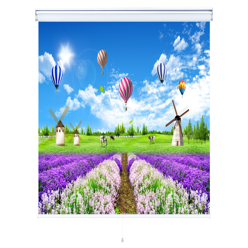 卷帘广告卷拉帘子遮光防晒风景画自动上升弹簧伸缩办公室卷轴窗帘