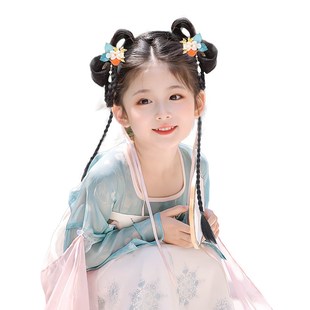 古装汉服假发包一体式儿童发髻女古风头饰盘发表演造型日常垫发饰
