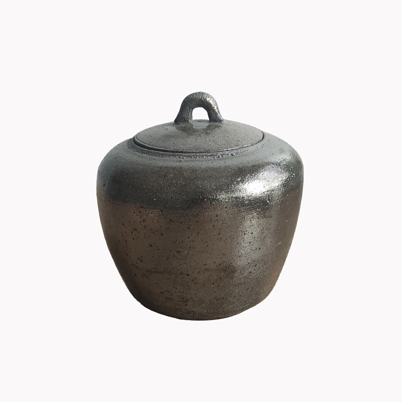 平定砂器黑砂茶叶罐陶瓷罐便携小号储存罐创意茶仓家用茶罐透气