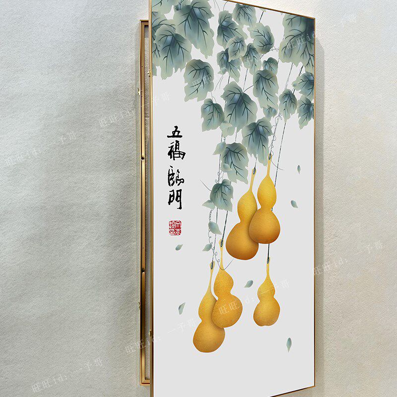 消防栓遮盖绿植物挂画遮挡配电箱装饰画五福临门消火栓水电门饰画