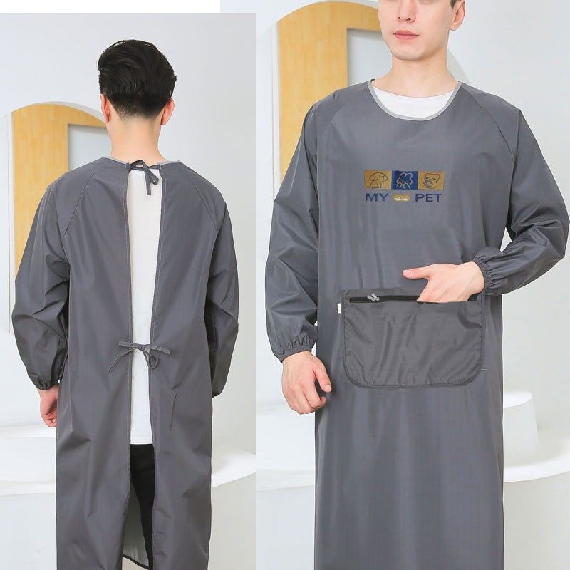 男士新款防水防油长袖围裙厨房反穿罩衣时尚工作服加长加肥不起球,家庭/个人清洁工具,围裙,淘宝优惠券,粉丝福利购,淘宝优惠卷