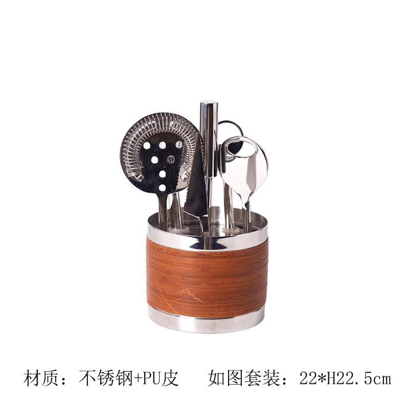 不锈钢银色轻奢风样板间厨房酒柜托盘冰桶储物罐酒吧酒具套装摆件