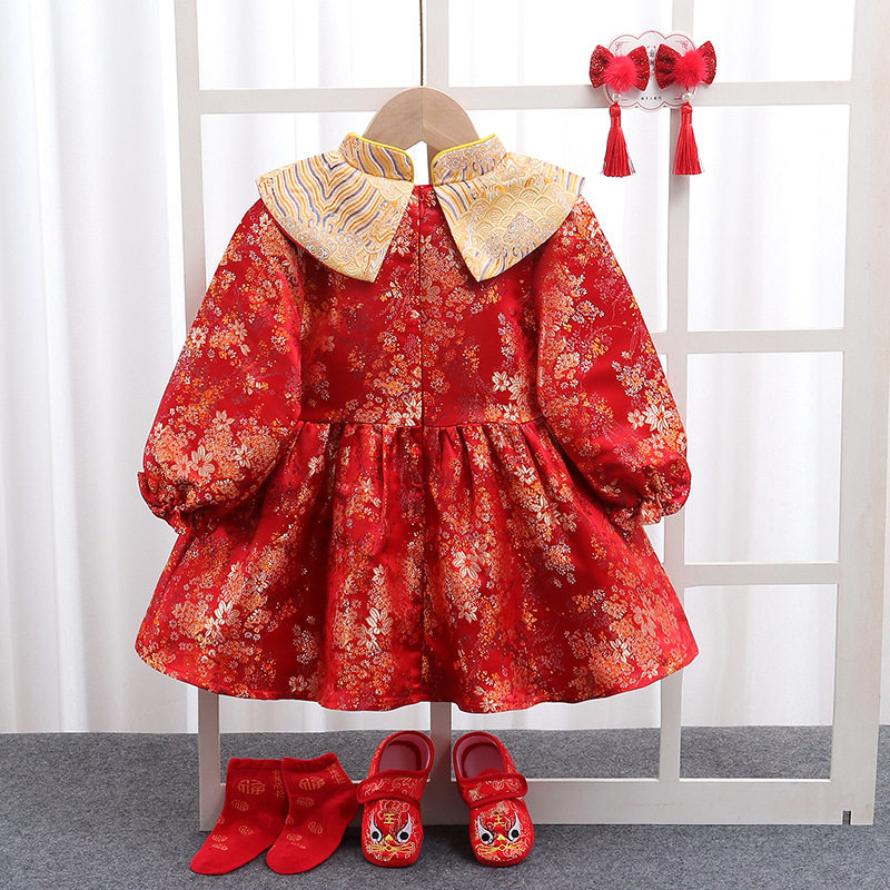 女宝宝周岁礼服夏款婴幼儿一岁生日宴连衣裙女童抓周喜庆旗袍唐装