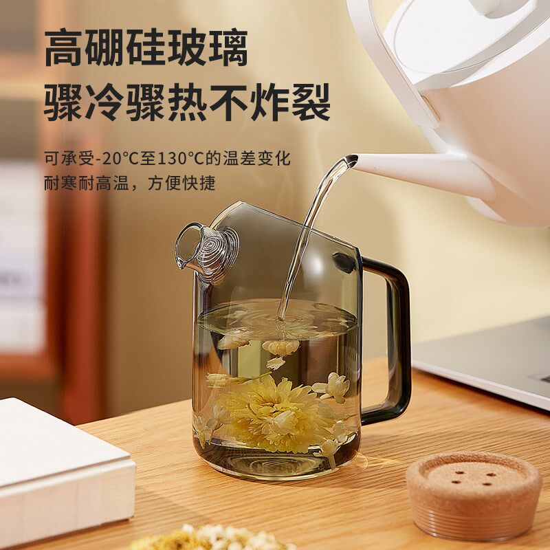 木笙玩物日式水果花茶壶玻璃办公室水壶耐高温花草茶茶具套装轻奢
