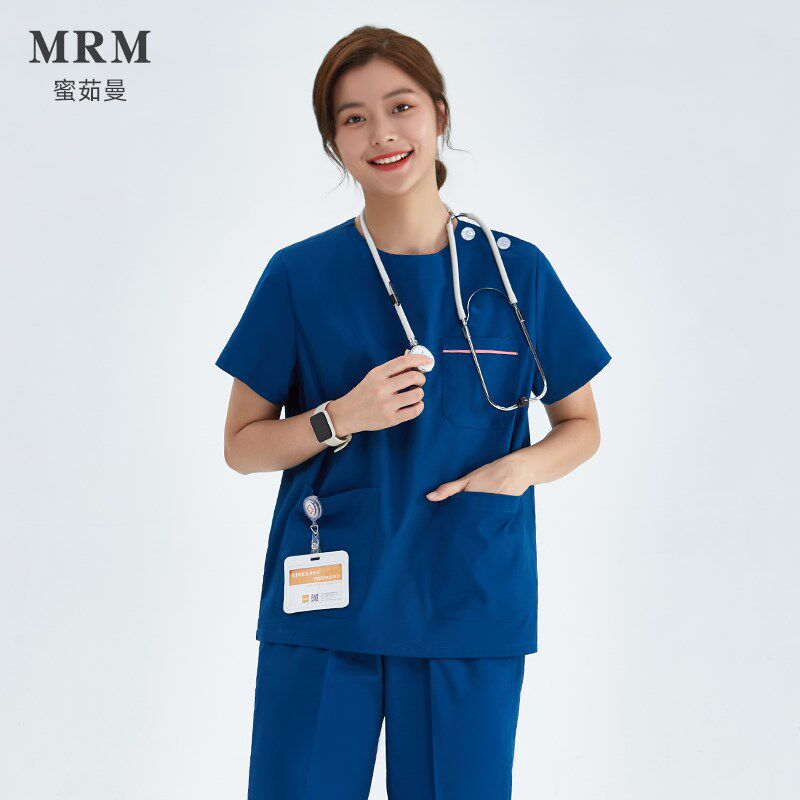 蜜茹曼洗手衣女手术服短袖手术室医生刷手服工作服圆领手术衣套装