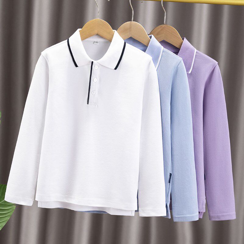 儿童polo衫春秋款中大童学生校服英伦校园服学院风男女童长袖T恤