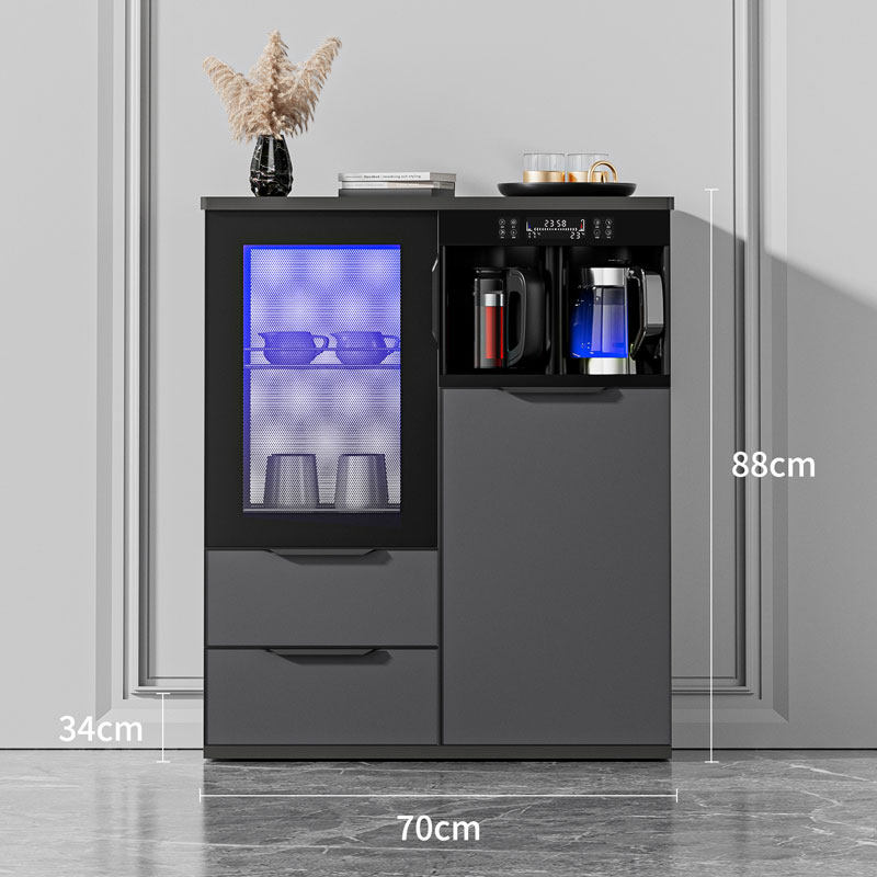 新款智能语音声控茶吧机家用实木一体柜子带消毒冰箱饮水机餐柜