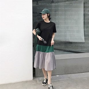 加大码胖mm连衣裙巨显瘦宽松遮肚子裙子夏天短袖洋气2025年新款夏