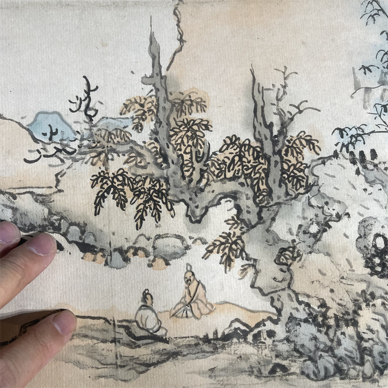 明代蓝瑛山水画册12页微喷复制画名家国画临摹学习画稿复古装饰画