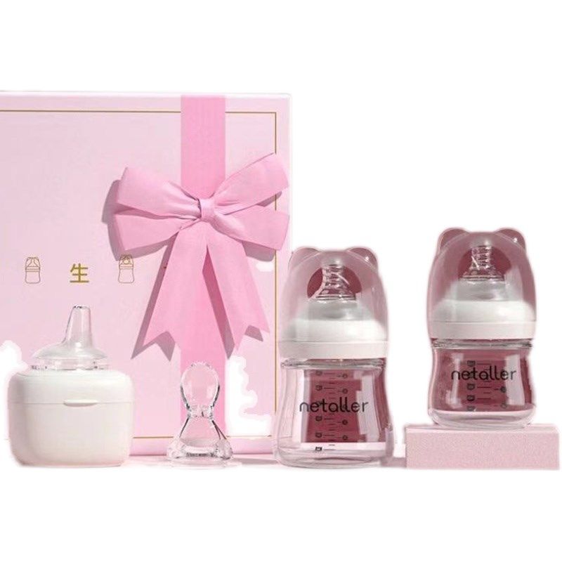 新生儿玻璃奶瓶勺子嘴礼盒套装送礼婴儿用品宝宝扁头鸭嘴杯喝水杯,婴童用品,奶瓶,淘宝优惠券,粉丝福利购,淘宝优惠卷