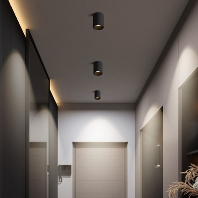 小山丘明装射灯led防眩免开孔吸顶客厅卧室北欧家用圆形明装筒灯