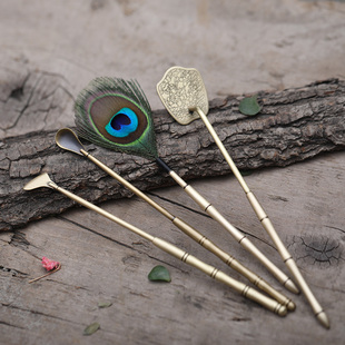 纯铜香道套装用具香针香灰铲压香灰平整器香粉打拓工具香铲香勺