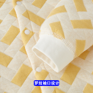 婴儿保暖套装夹棉内衣春秋冬宝宝对开上衣裤子新生儿加厚秋衣秋裤