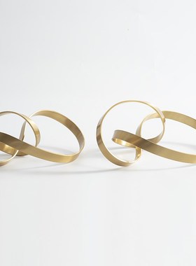 创意金属纽带摆件金色轻奢装饰品样板房客厅茶几陈设酒柜书架摆设