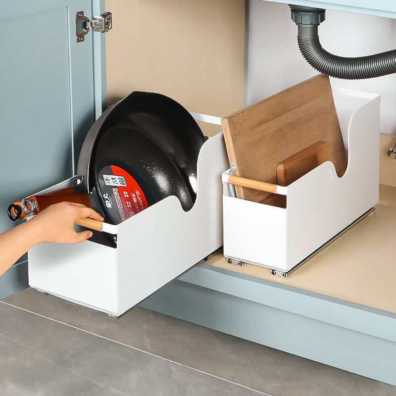 厨房下水槽置物架抽拉式调料单层橱柜拉篮抽屉式深柜内分层收纳架