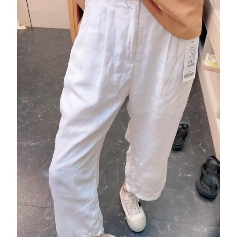 2024年夏季薄款新款白色阔腿九分休闲裤子女大码宽松显瘦直筒裤,女装/女士精品,大码裤装,淘宝优惠券,粉丝福利购,淘宝优惠卷