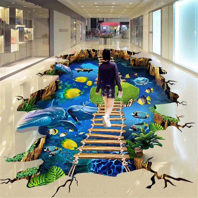 3d立体地贴仿真地面帖纸防水耐磨地板贴贴纸海洋装饰地砖创意贴画