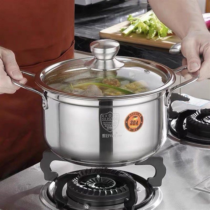 304不锈钢汤锅加厚复底家用煲汤煮面燃气电磁炉通用双耳小火锅,厨房/烹饪用具,汤锅/汤桶/卤肉桶,淘宝优惠券,粉丝福利购,淘宝优惠卷