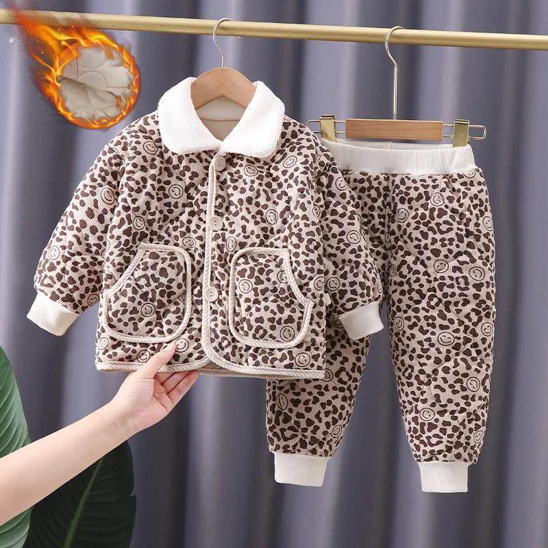 秋季儿童棉衣套装秋冬季夹棉女童宝宝2岁加厚冬装棉裤婴儿睡衣裤