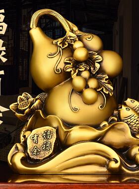 铜葫芦摆件纯铜福禄有余家居门店桌面装饰工艺礼品摆饰连年有鱼福