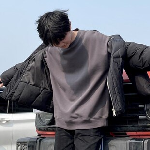 圆领卫衣定制印LOGO字重磅落肩纯棉班服工作服团体广告衫diy定做