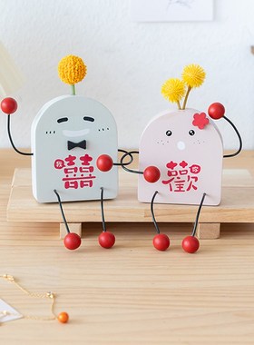 良订 娃娃结婚桌面摆件立体床头柜茶几装饰婚礼布置喜庆新婚礼物