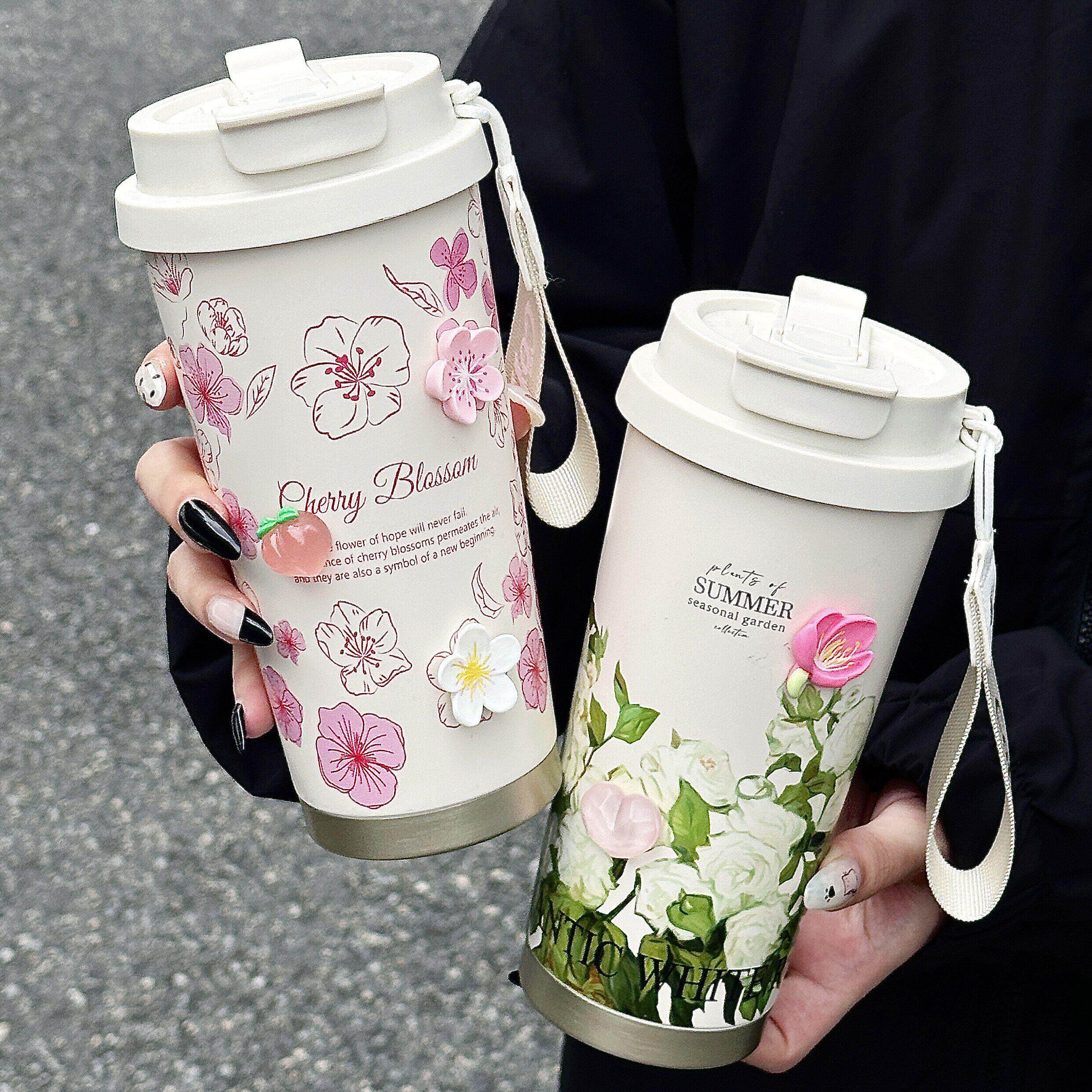 2026新款双饮保温杯女生吸管水杯子便携随行咖啡杯外带高颜值礼物