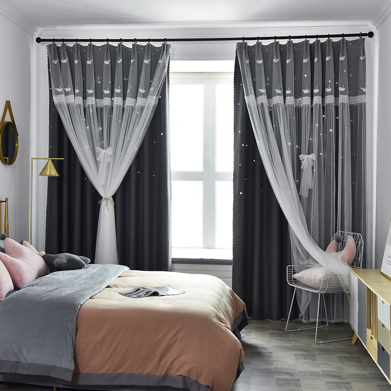 2021年新款免打孔魔术贴窗帘粘贴式双层韩式简约蕾丝卧室飘窗窗帘,居家布艺,定制窗帘,淘宝优惠券,粉丝福利购,淘宝优惠卷