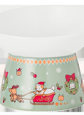 Pans陶瓷猫粮碗保护颈椎斜口高脚食饭盆猫咪碗可爱少女心防打翻