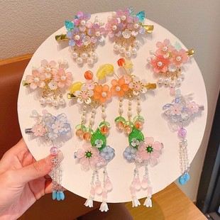 汉服儿童头饰古风发夹宝宝中国风发卡小女孩流苏夹子女童古装发饰