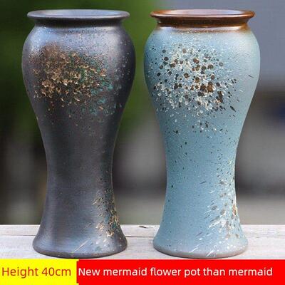 大型陶瓷花盆透气多肉绿色植物花盆悬崖老堆高管九尾狐特细高特大