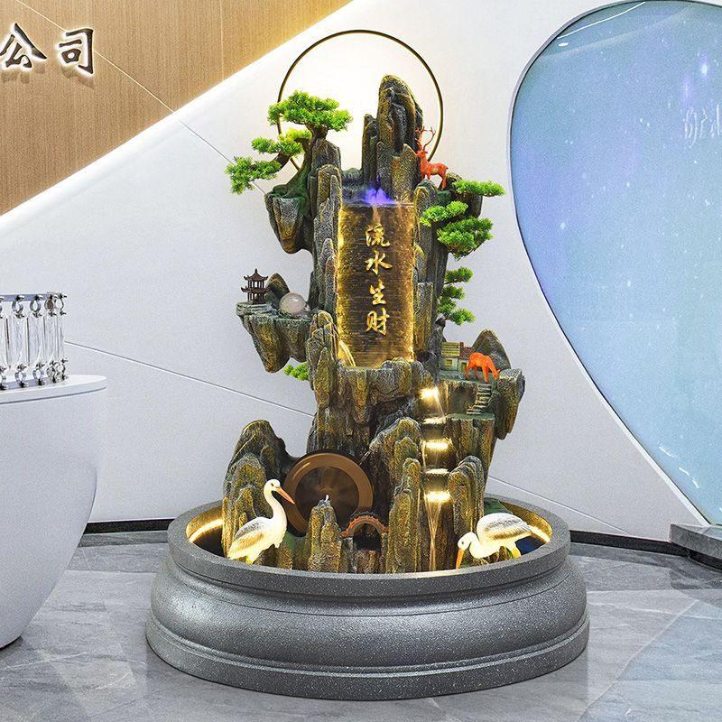庭院花园大型假山流水喷泉循环水瀑布鱼池风水轮客厅造景落地摆件