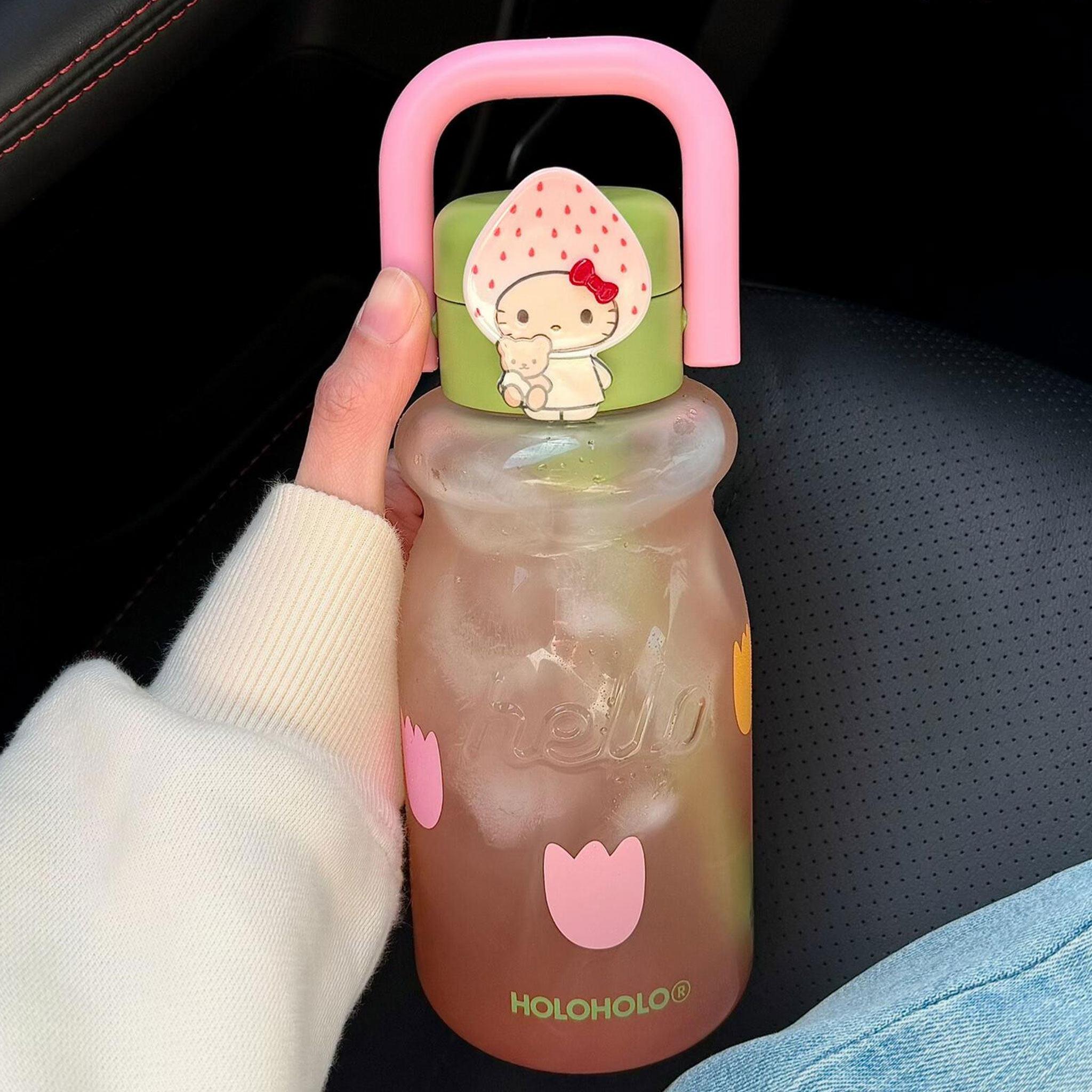 holoholo小奶杯子女高颜值学生可携式塑料可爱大容量带吸管儿童水