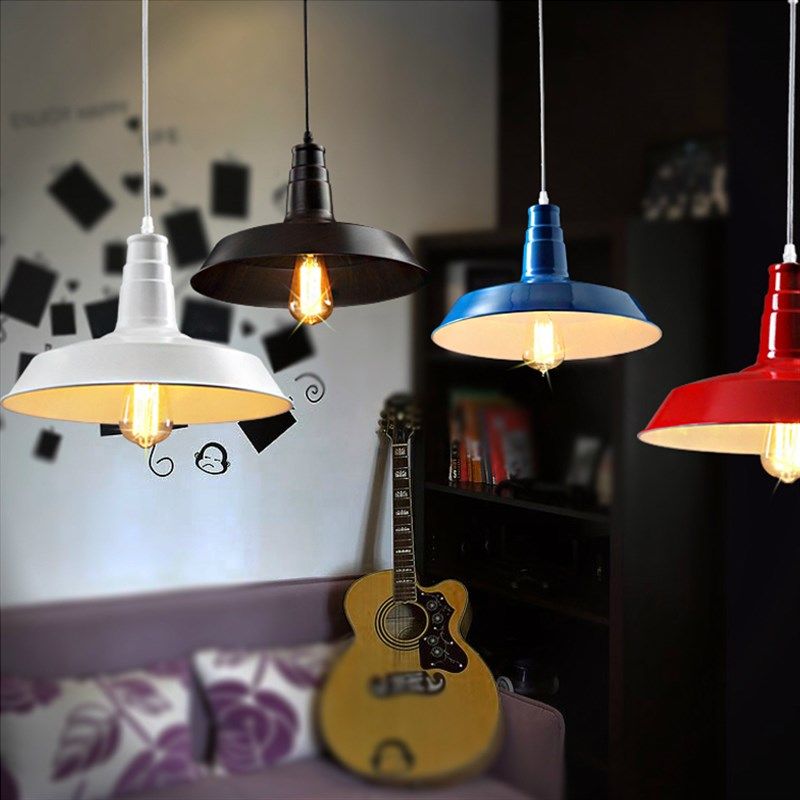 理发店复古工业单头loft锅盖发廊灯创意阳台餐厅咖啡馆铁艺吊灯,家装灯饰光源,客厅吊灯,淘宝优惠券,粉丝福利购,淘宝优惠卷