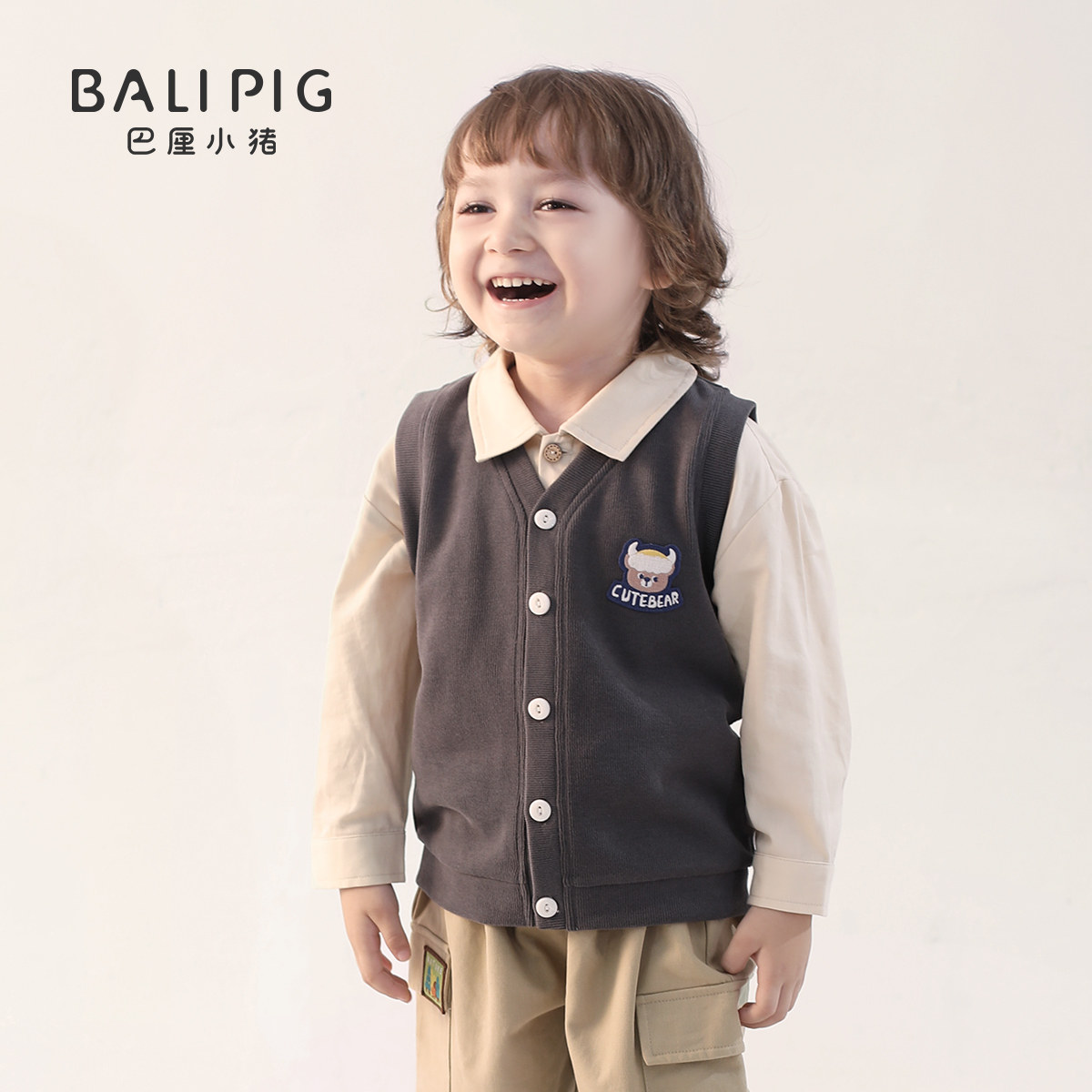 儿童马甲春秋季男童马夹上衣女童针织开衫马褂婴幼儿毛衣宝宝背心