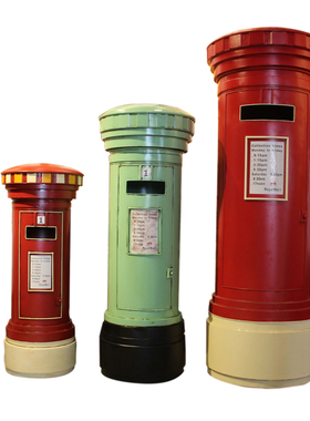 英伦风铁艺复古红色邮筒信箱邮箱软装饰品橱窗陈列咖啡屋落地摆件