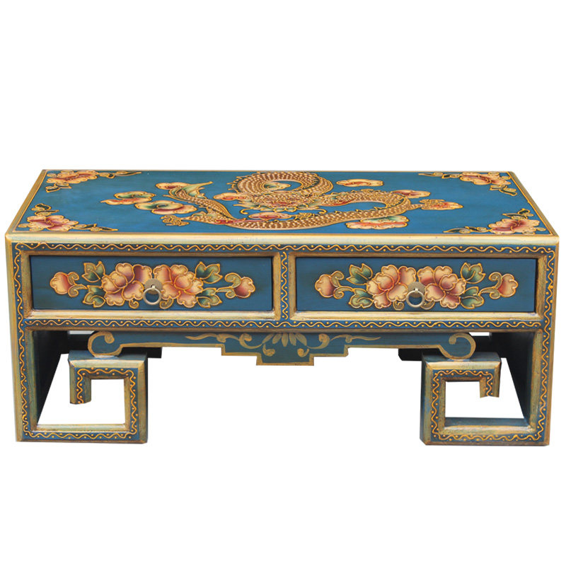 彩绘茶几桌复古电视柜会客桌飘台桌特色尺寸可定制做实木藏式家具